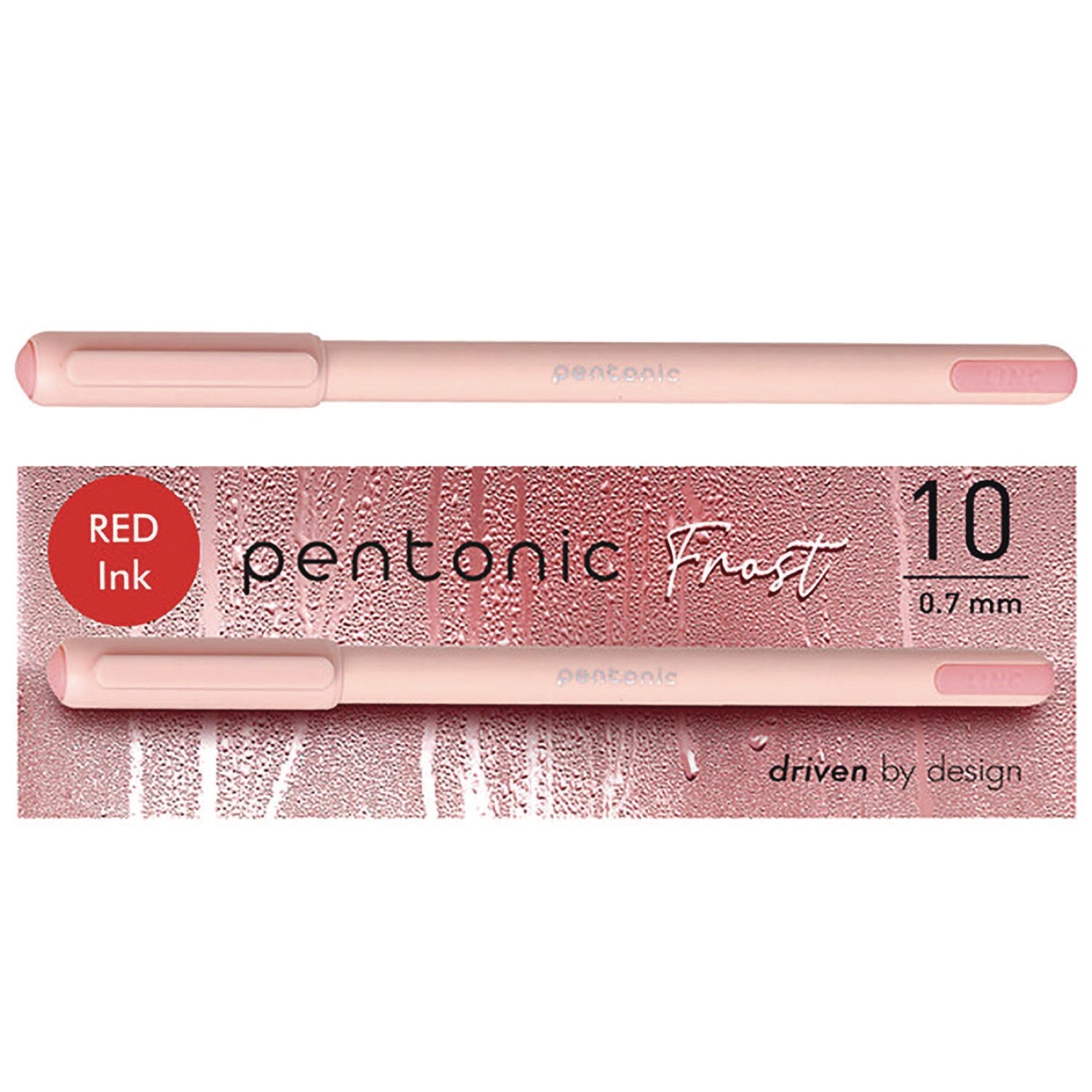 tops-pentonic-frost-pen-stick-fine-0-7-mm-red-ink-pale-pink-barrel-10-pack-pnt13087_1